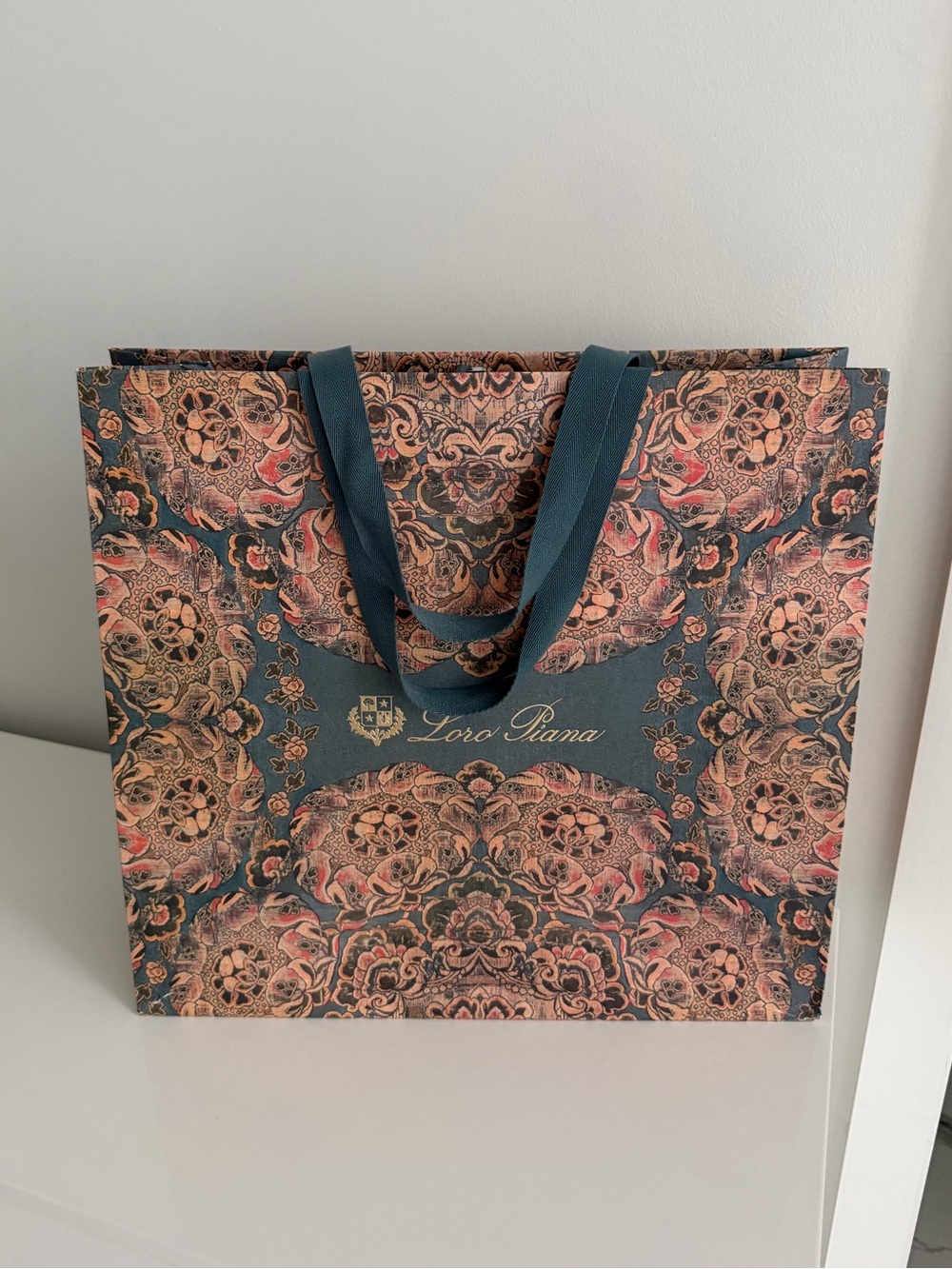 Loro Piana Paisley-Style Tote - Teal and Coral